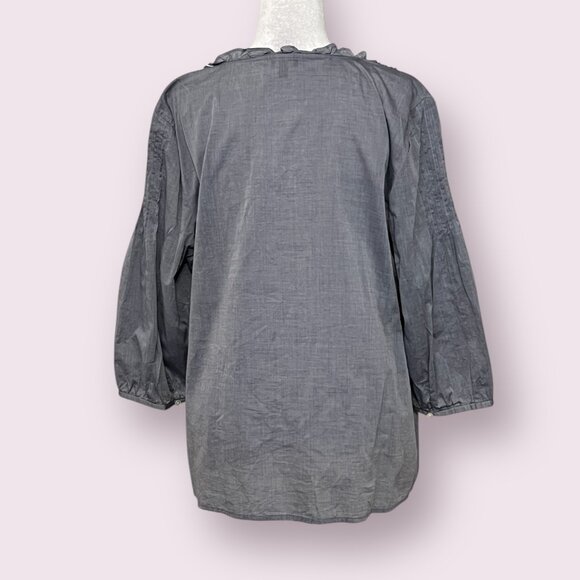 Talbots Gray Ruffle Blouse - Picture 2 of 8